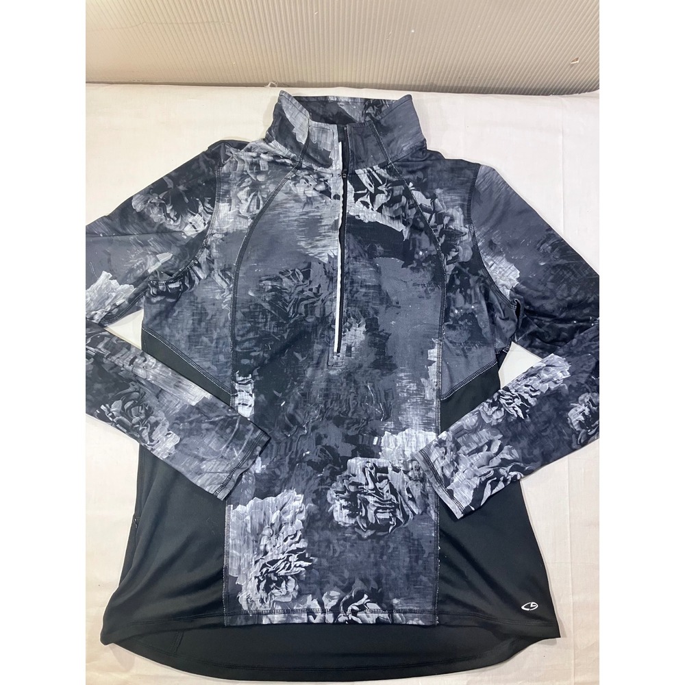 Champion Dry Activewear Jacket Womens XL Floral Quarter Zip Pullover Athleisure